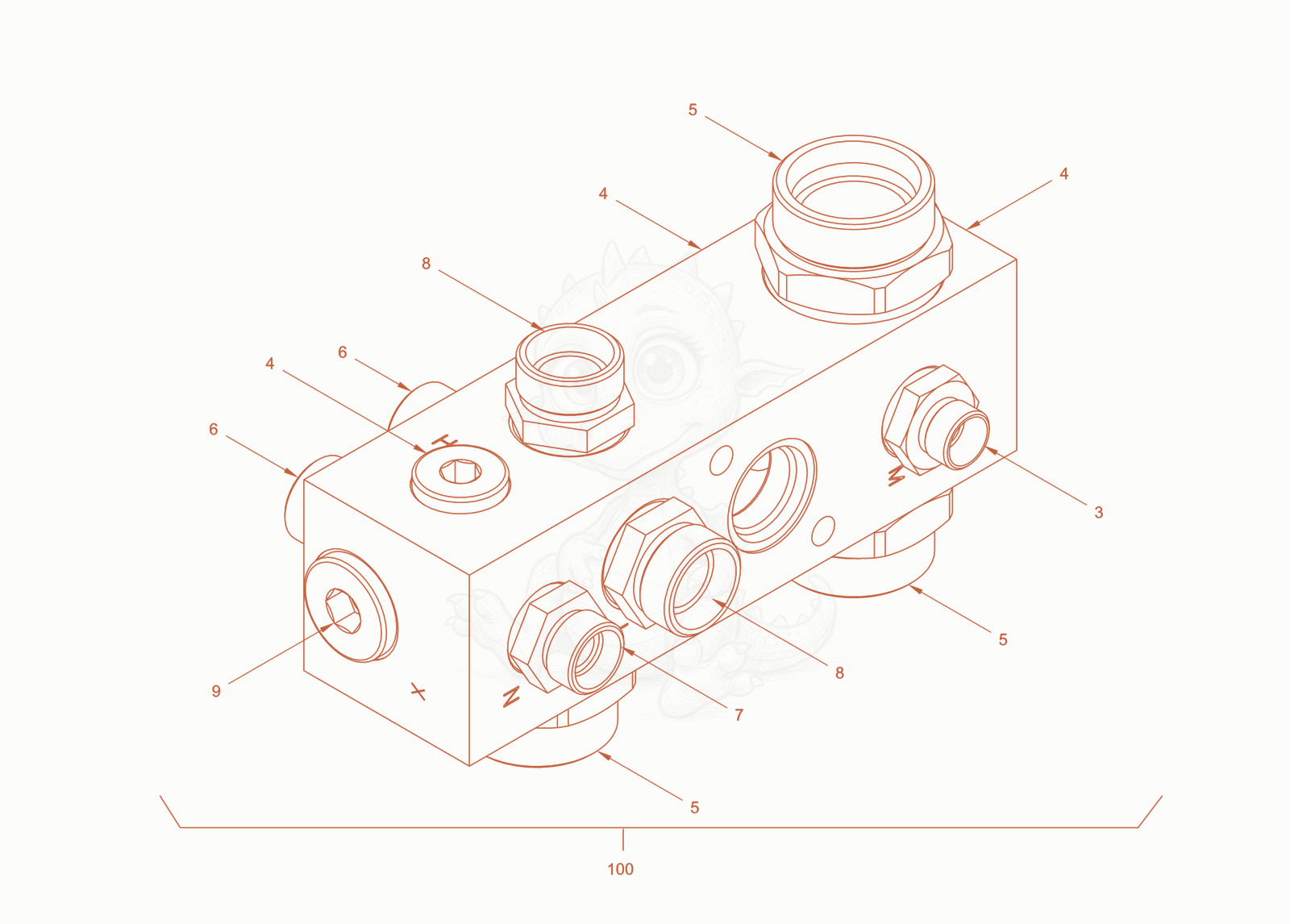 Exploded parts diagram of the hydraulic oil tank of a Wacker Neuson RC110PROPS, with numbered balloons