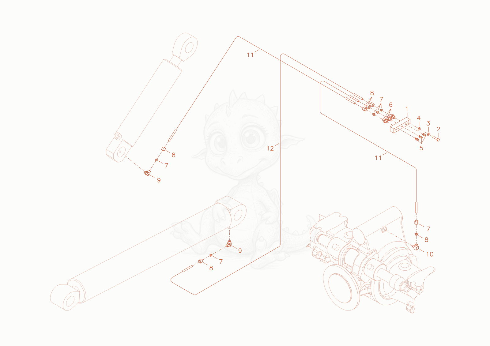 Exploded parts diagram of the lubrication of a Wacker Neuson TH522STAGEV, with numbered balloons