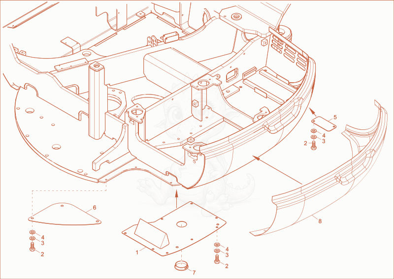 Exploded parts diagram of the chassis cover of a Wacker Neuson 50Z3, with numbered balloons