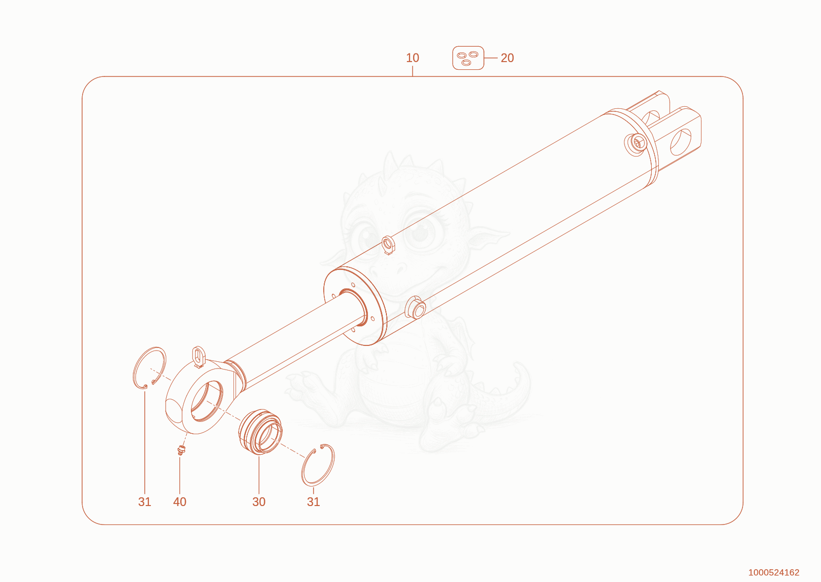 Exploded parts diagram of the tilt ram of a Wacker Neuson WL1150(A06-01), with numbered balloons