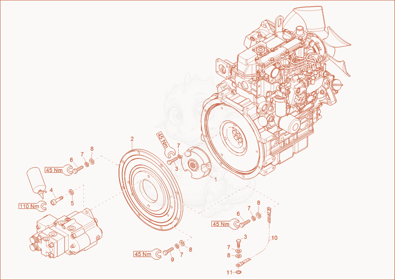 Exploded parts diagram of the HYDRAULIC PUMP DRIVE of a Wacker Neuson 28Z3, with numbered balloons