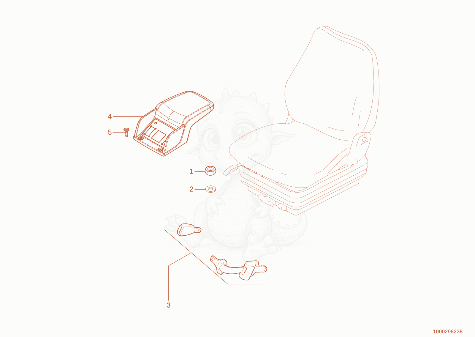 Exploded parts diagram of the Operator's seat attachment of a Wacker Neuson TH735(415-06), with numbered balloons