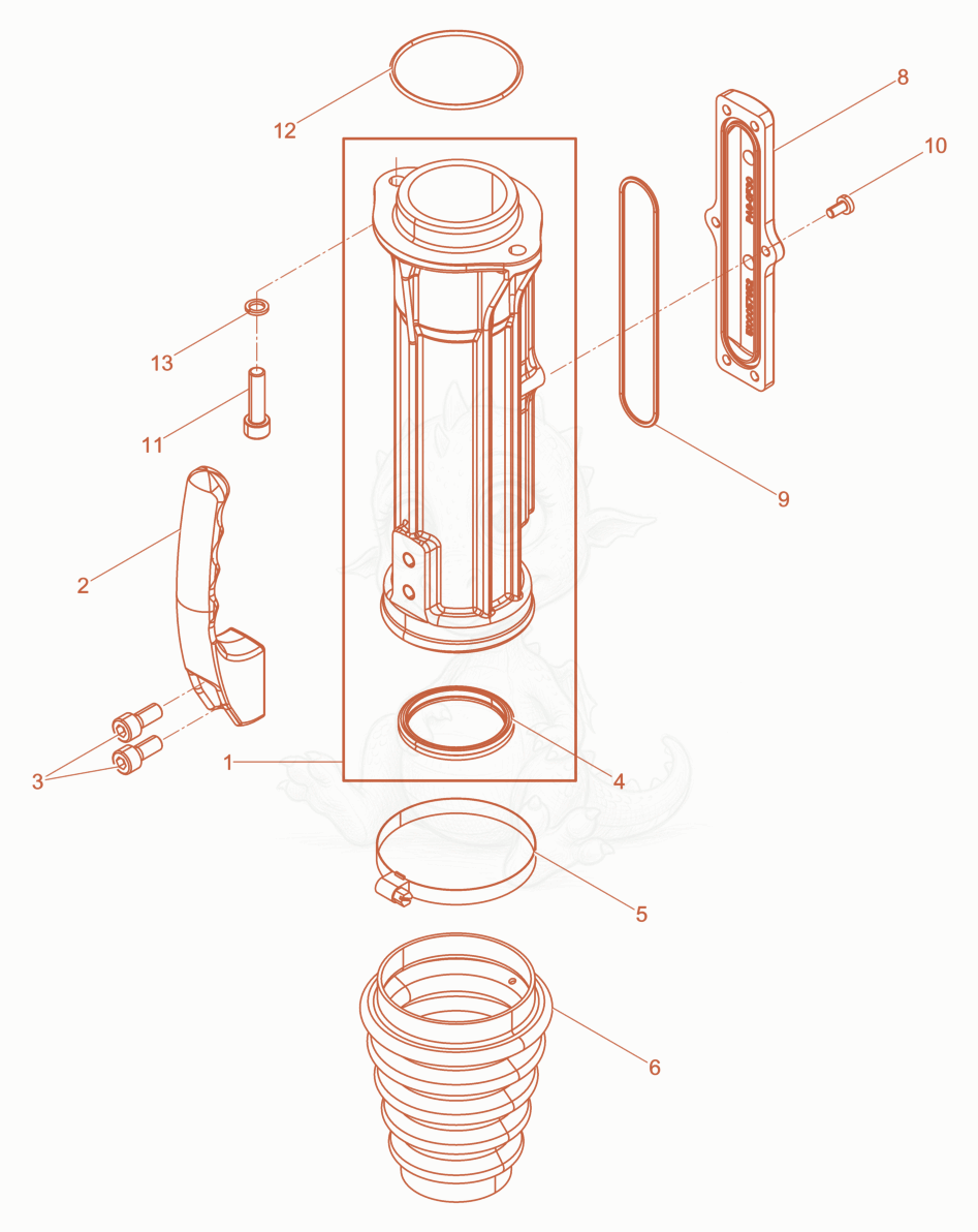 Exploded parts diagram of the Guiding cylinder cpl. of a Wacker Neuson AS30E, with numbered balloons