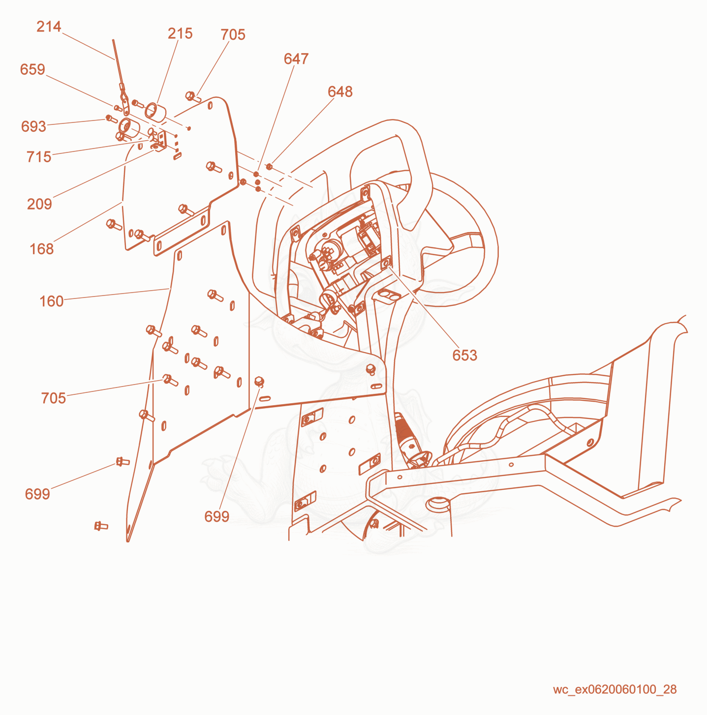 Exploded parts diagram of the Console Cover of a Wacker Neuson RD16-90, with numbered balloons