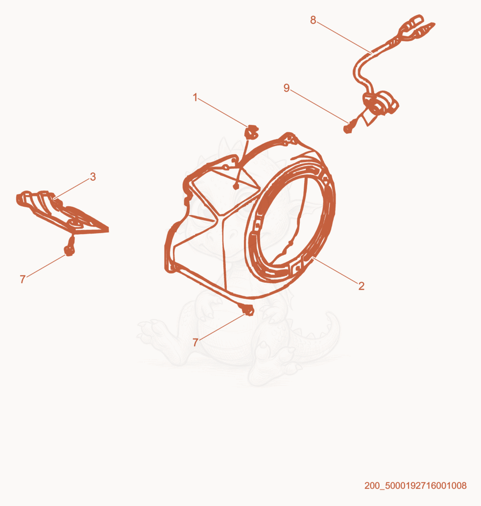 Exploded parts diagram of the Blower Housing of a Wacker Neuson GP3800, with numbered balloons
