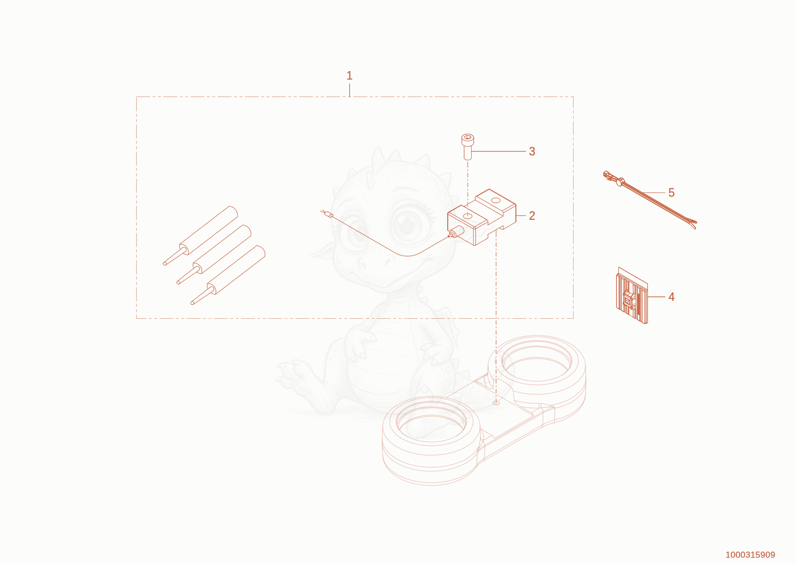 Exploded parts diagram of the Sensor mounting kit of a Wacker Neuson WL60, with numbered balloons