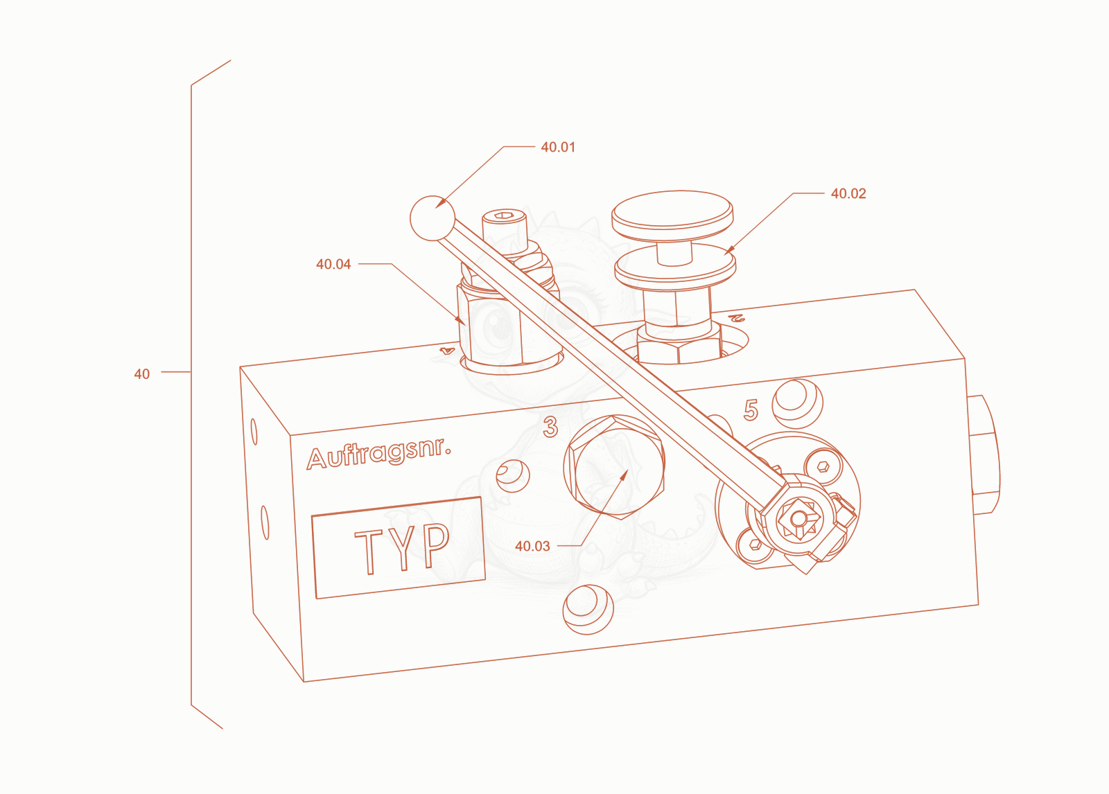 Exploded parts diagram of the cylinder spreader of a Wacker Neuson RD45-140CDPF, with numbered balloons