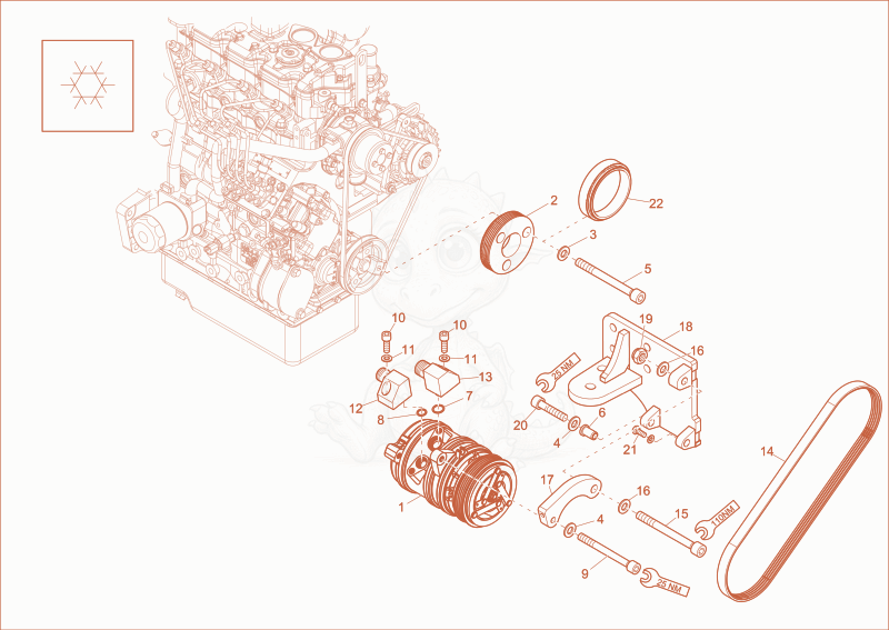 Exploded parts diagram of the ADDITIONAL PARTS OPTION AIR-CONDITIONING of a Wacker Neuson EW65, with numbered balloons