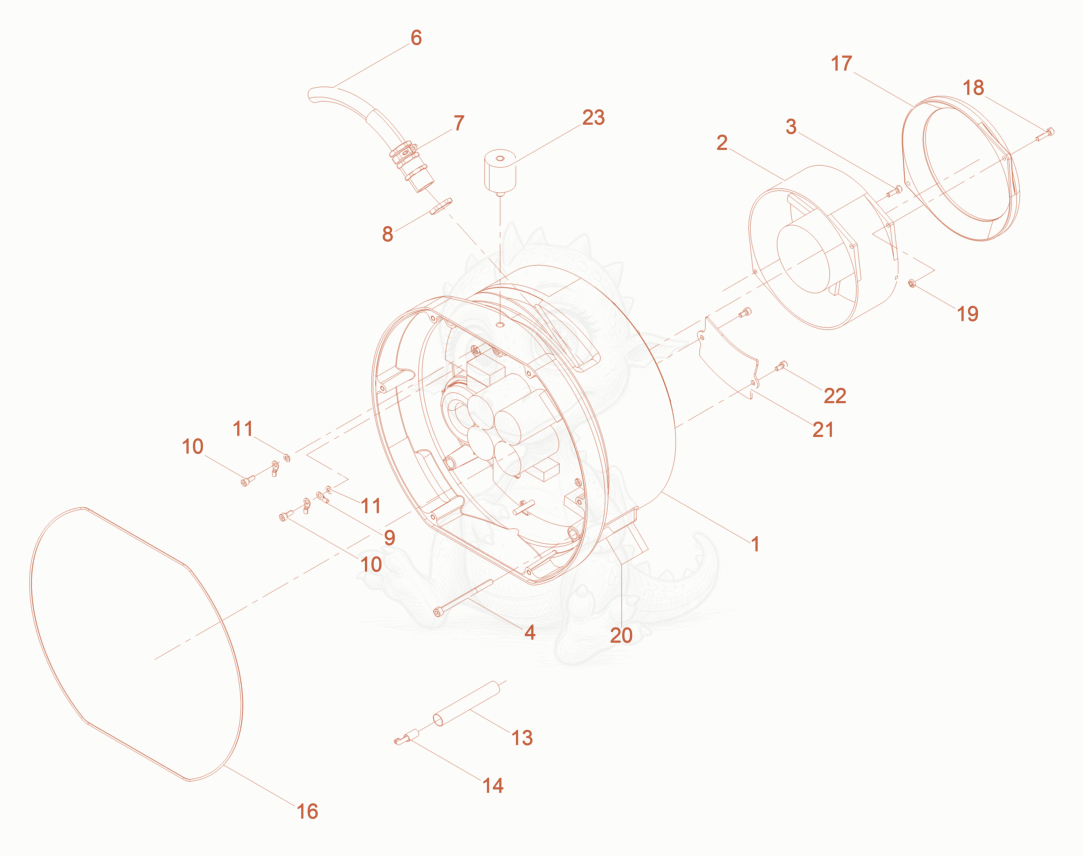 Exploded parts diagram of the Converter-Holder of a Wacker Neuson FUE6/042/200, with numbered balloons