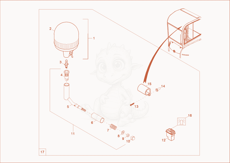 Exploded parts diagram of the ROTATING BEACON (OPTION) of a Wacker Neuson 28Z3, with numbered balloons