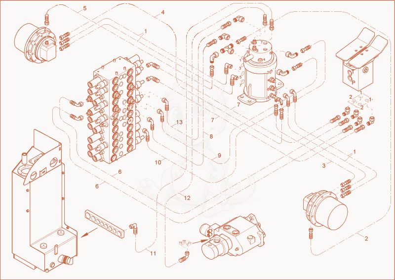 Exploded parts diagram of the TRAVELLING GEAR INSTALLATION of a Wacker Neuson 50Z3, with numbered balloons