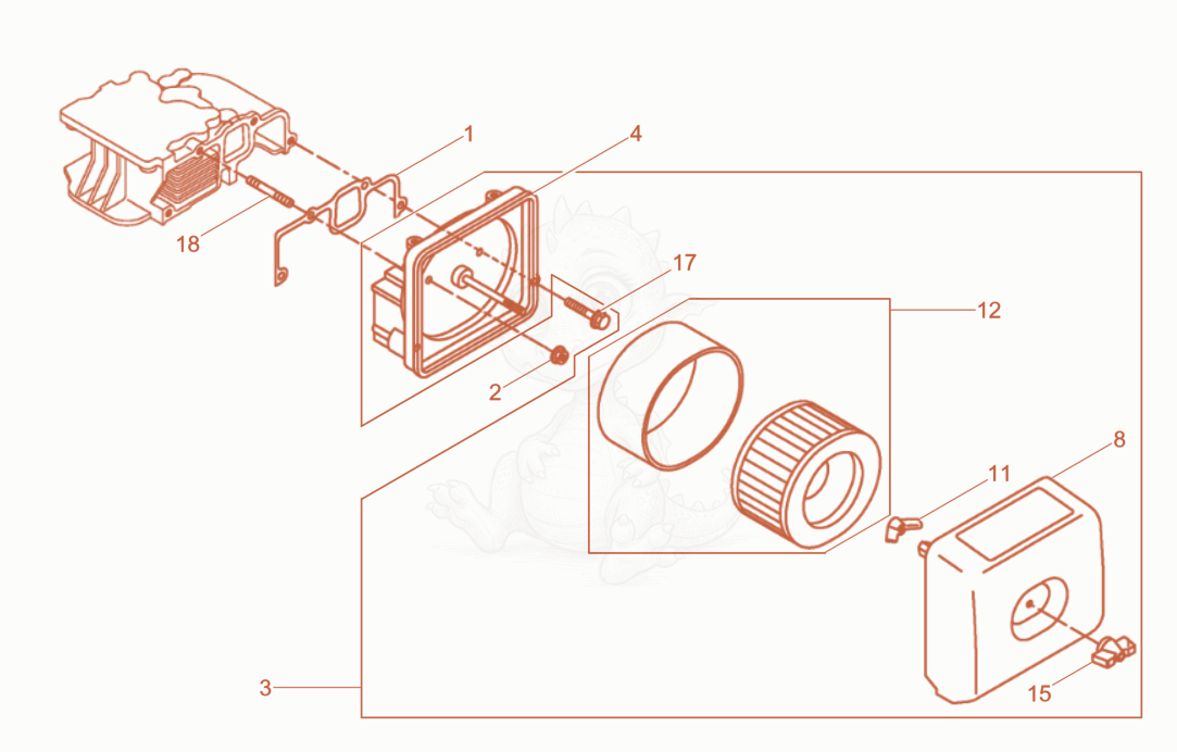 Exploded parts diagram of the Air Cleaner of a Wacker Neuson RD7YEHFBLRC, with numbered balloons