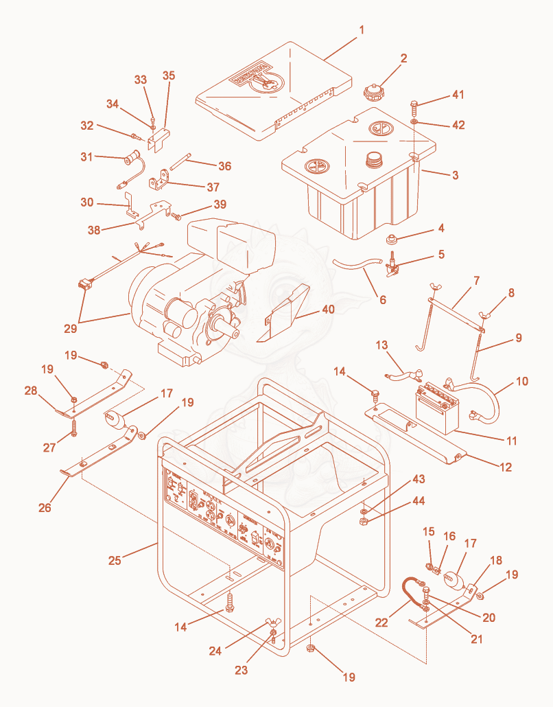 Exploded parts diagram of the Frame of a Wacker Neuson GS5.5A, with numbered balloons