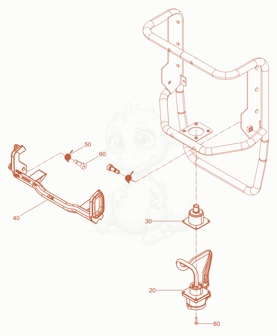 Exploded parts diagram of the battery holder of a Wacker Neuson ACBEKMAT, with numbered balloons