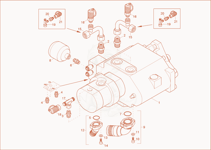 Exploded parts diagram of the hydraulic pump of a Wacker Neuson 6003, with numbered balloons