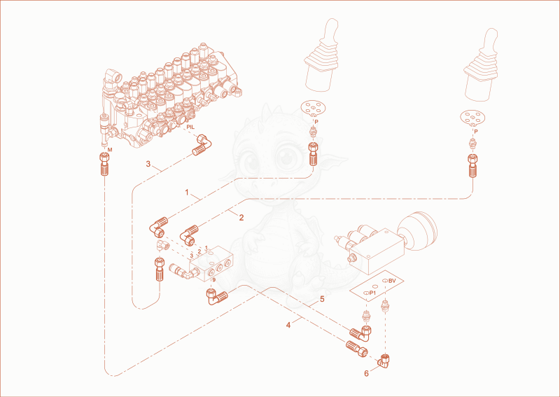 Exploded parts diagram of the TUBE PILOT PRESSURE of a Wacker Neuson EZ17E, with numbered balloons