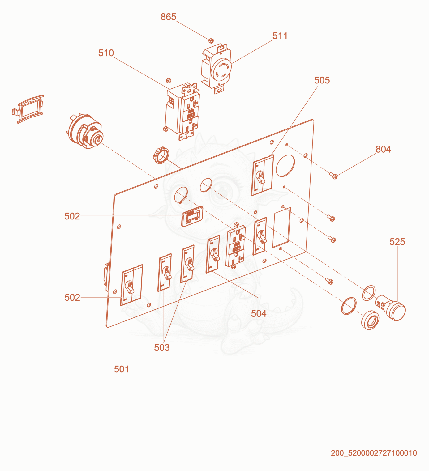 Exploded parts diagram of the Control Panel of a Wacker Neuson LTN8K-VS, with numbered balloons