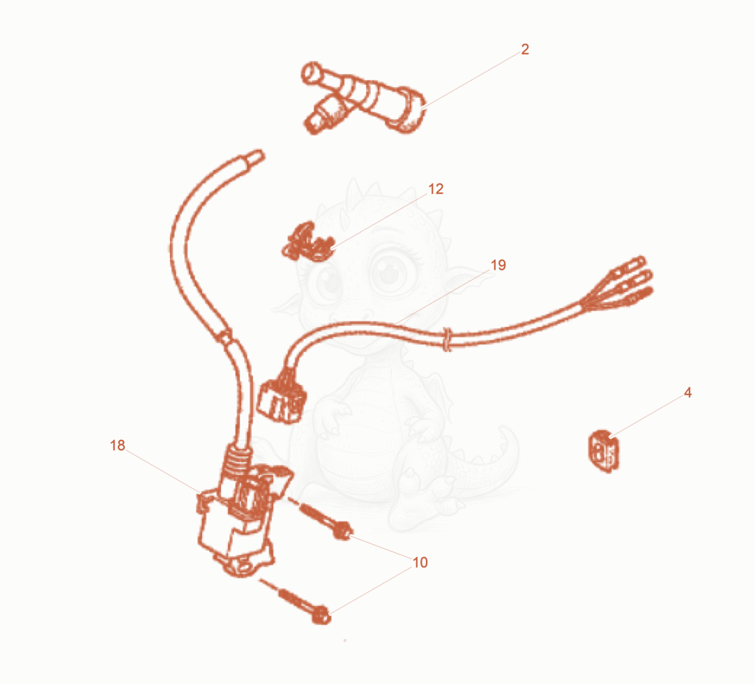 Exploded parts diagram of the Ignition coil of a Wacker Neuson BPU3750ATS, with numbered balloons
