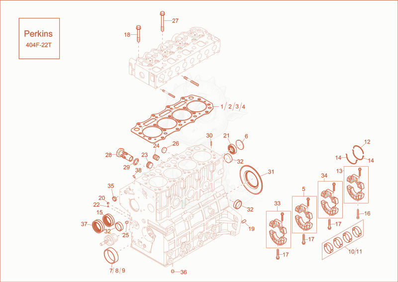 Exploded parts diagram of the cylinder block of a Wacker Neuson EZ53, with numbered balloons