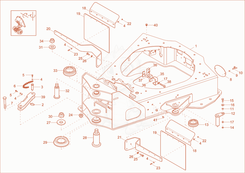 Exploded parts diagram of the front part frame (option) of a Wacker Neuson DW60-2, with numbered balloons