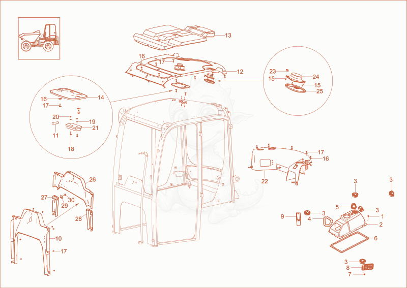 Exploded parts diagram of the COVERING (Option) of a Wacker Neuson DW90-2, with numbered balloons