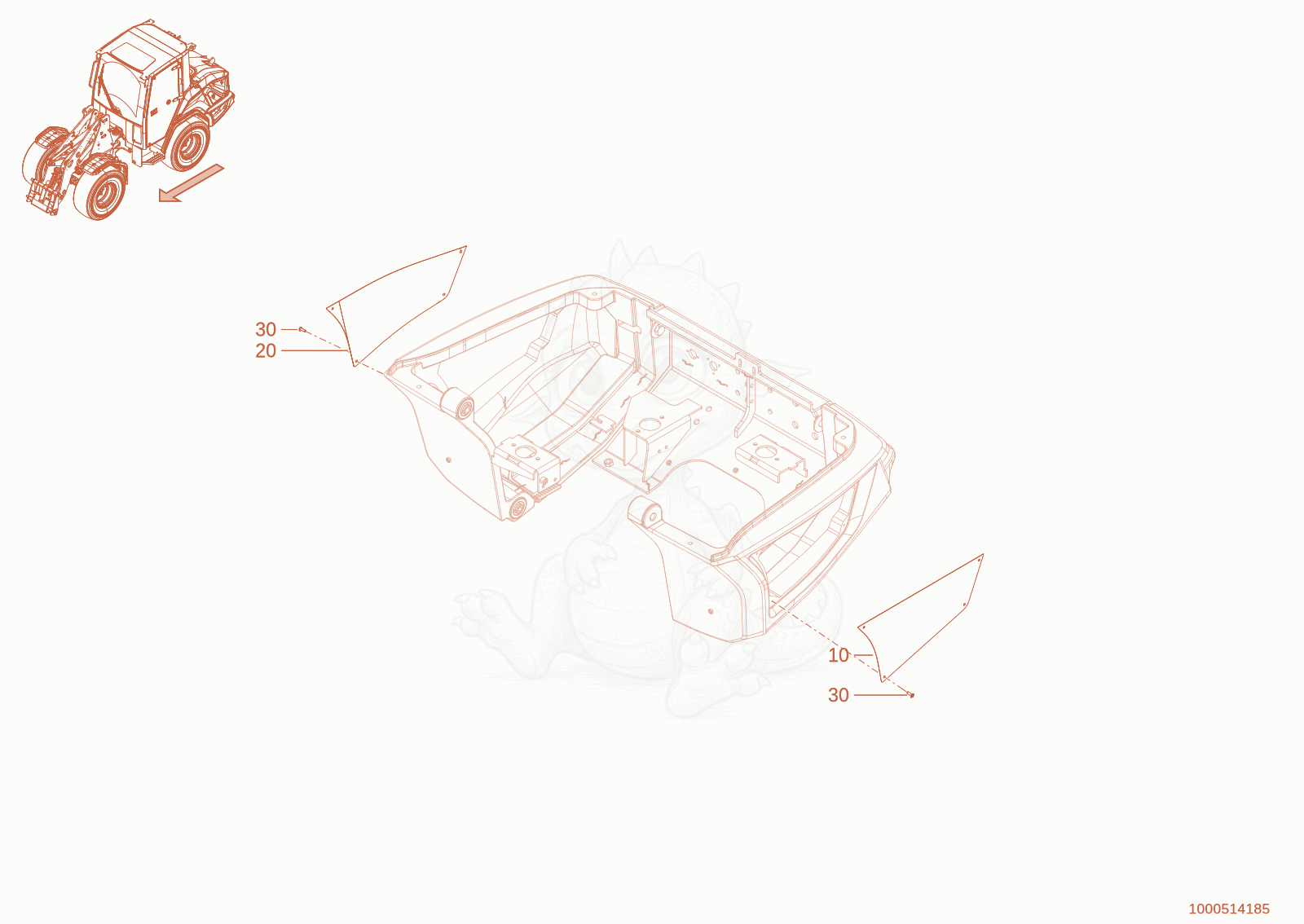 Exploded parts diagram of the cover of a Wacker Neuson WL950(A05-01), with numbered balloons