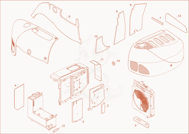 Exploded parts diagram of the insulating mat of a Wacker Neuson 8003, with numbered balloons