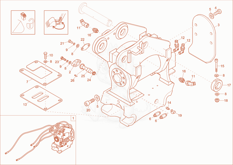 Exploded parts diagram of the Easy Lock Powertlit (Option) of a Wacker Neuson EZ17, with numbered balloons