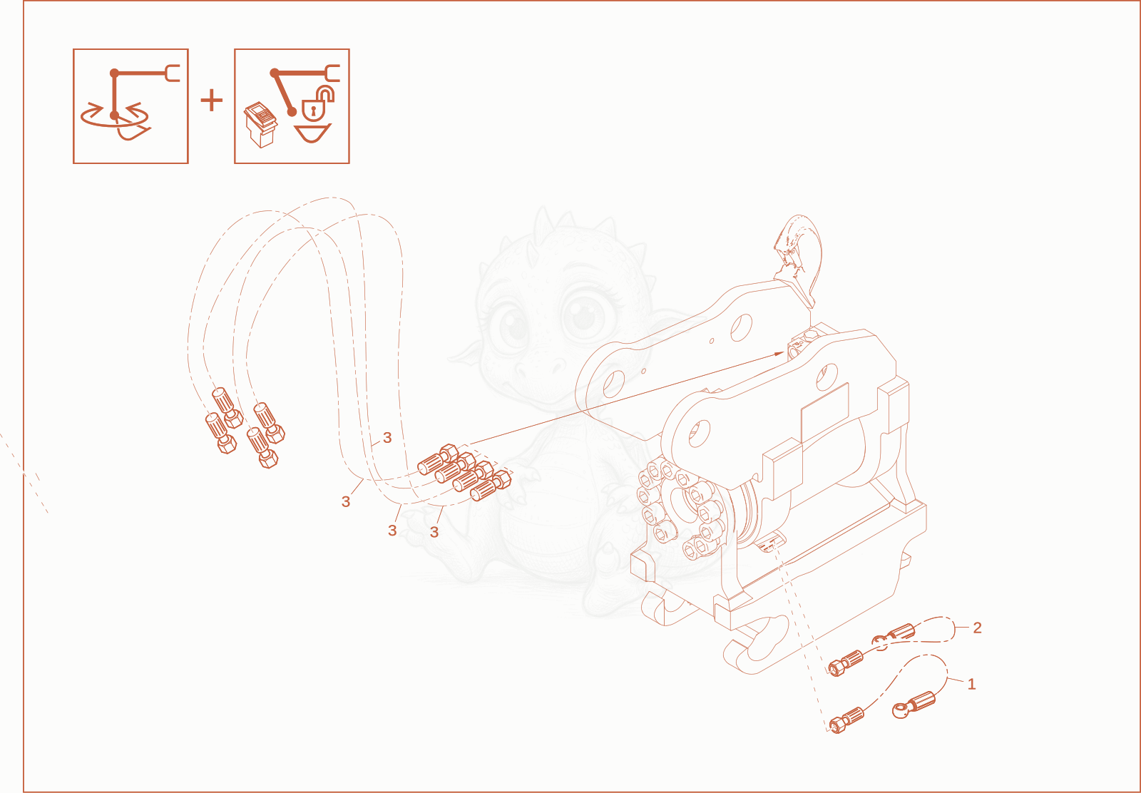 Exploded parts diagram of the Powertilt Installation Easy Lock (Option of a Wacker Neuson ET58, with numbered balloons