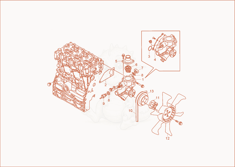 Exploded parts diagram of the cooling system of a Wacker Neuson 28Z3, with numbered balloons