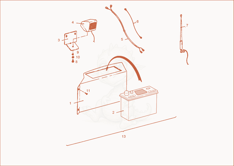 Exploded parts diagram of the radio mounting kit of a Wacker Neuson 1402PRIMUSFORCE, with numbered balloons