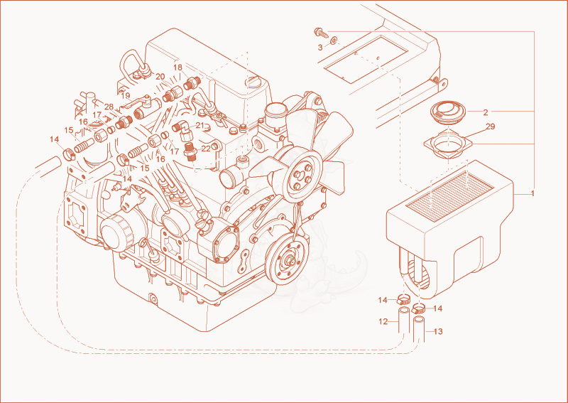 Exploded parts diagram of the heating of a Wacker Neuson 2902RDFORCE, with numbered balloons