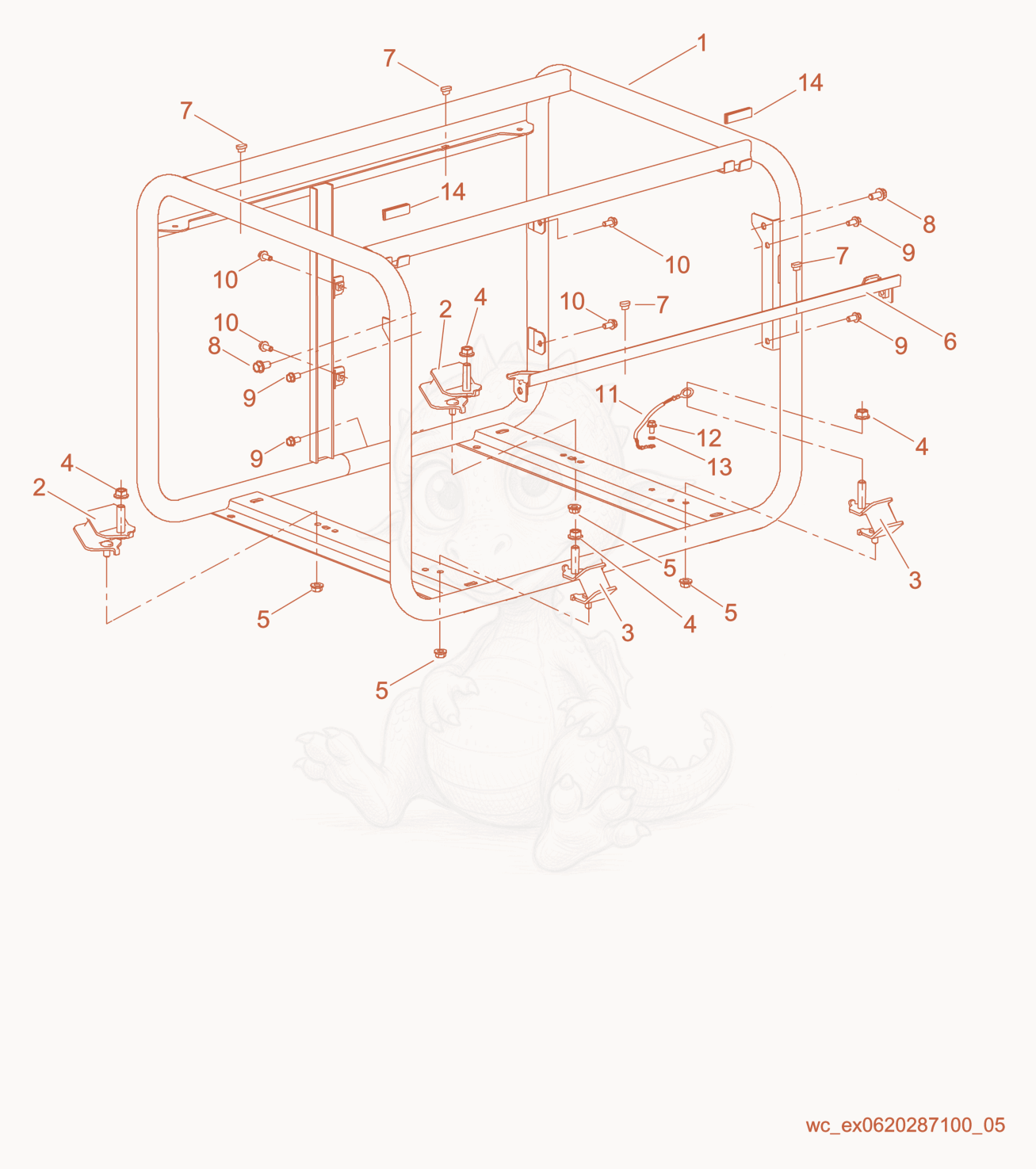 Exploded parts diagram of the Frame cpl. of a Wacker Neuson GV5600A, with numbered balloons