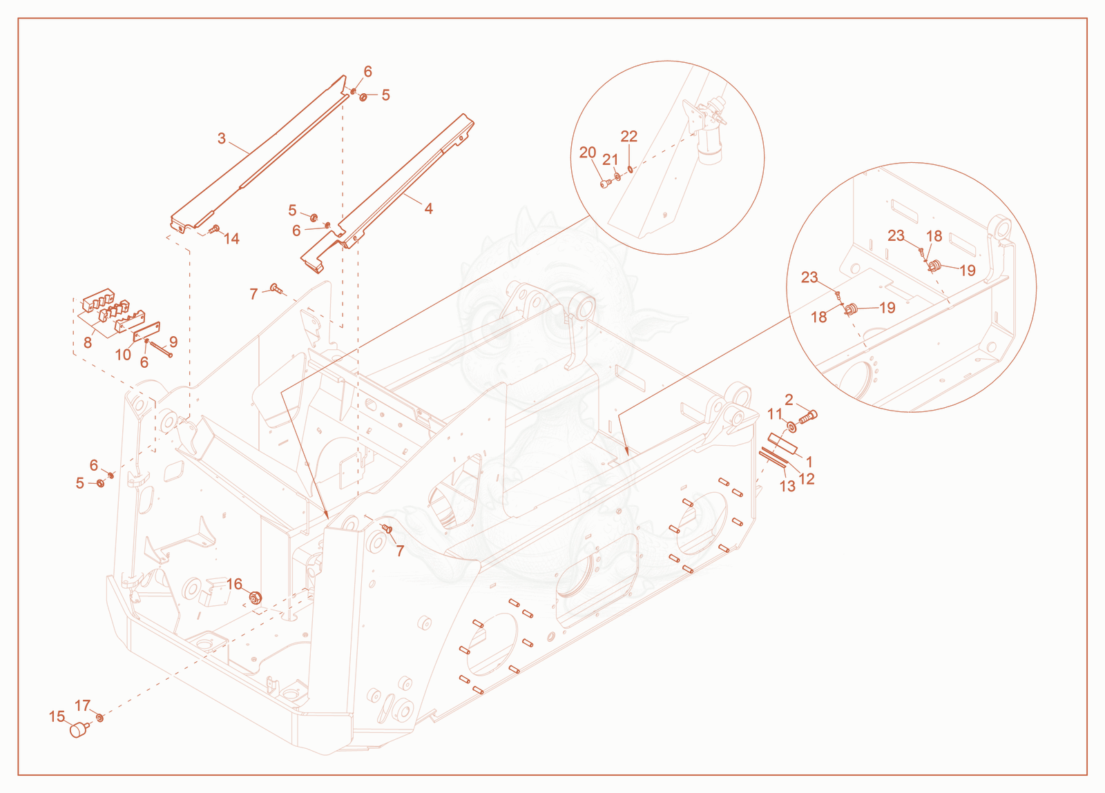 Exploded parts diagram of the chassis of a Wacker Neuson ST45(S04-04), with numbered balloons