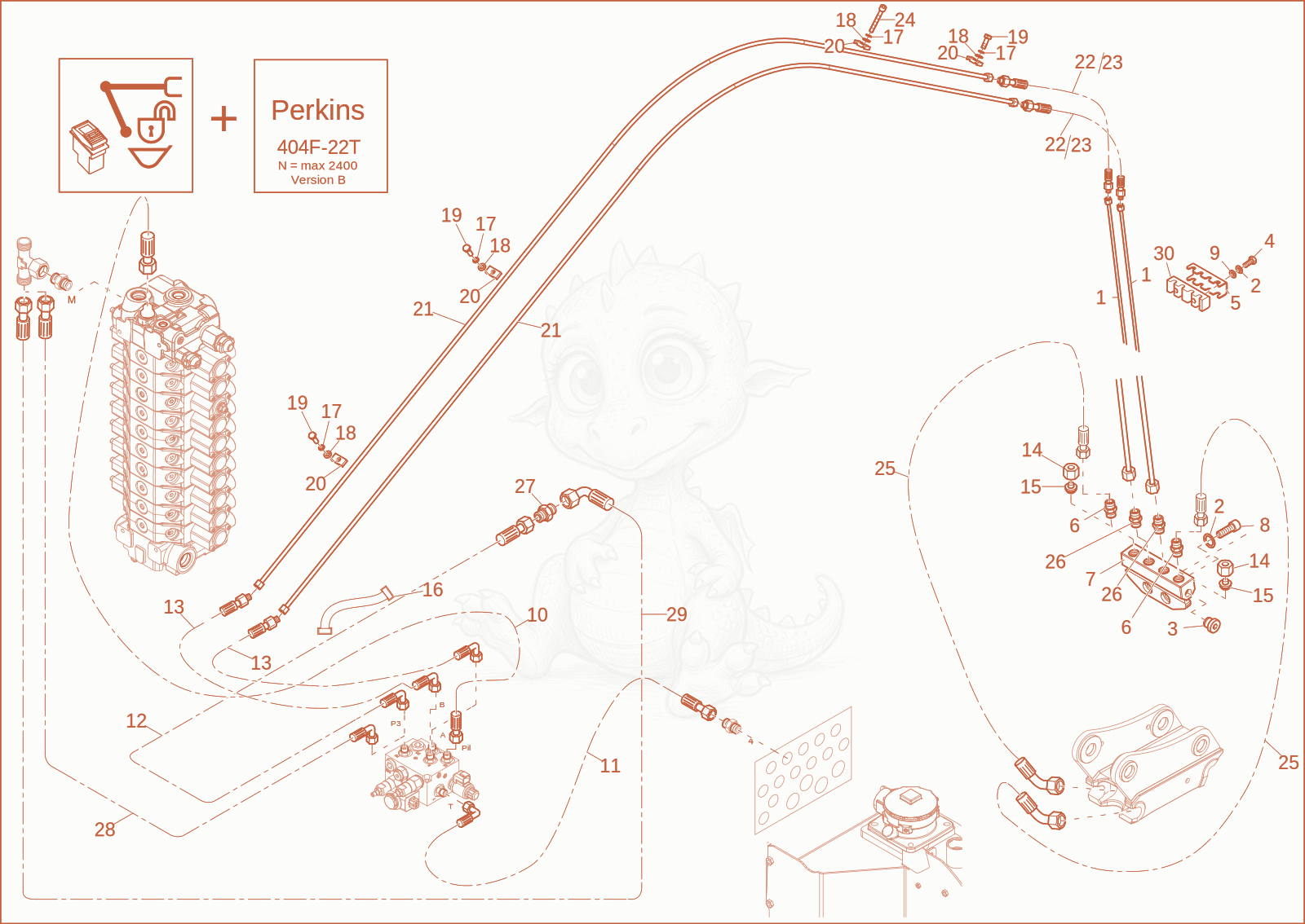 Exploded parts diagram of the EASY LOCK INSTALLATION (OPTION) of a Wacker Neuson EW65, with numbered balloons