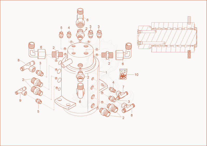 Exploded parts diagram of the turning joint of a Wacker Neuson 8002RD, with numbered balloons