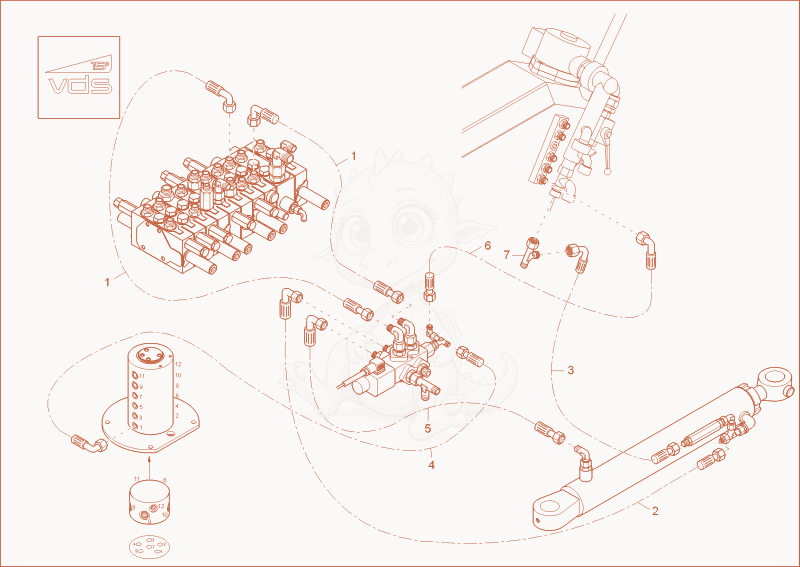 Exploded parts diagram of the BOOM OFFSET CYLINDER INSTALLATION of a Wacker Neuson 2203, with numbered balloons