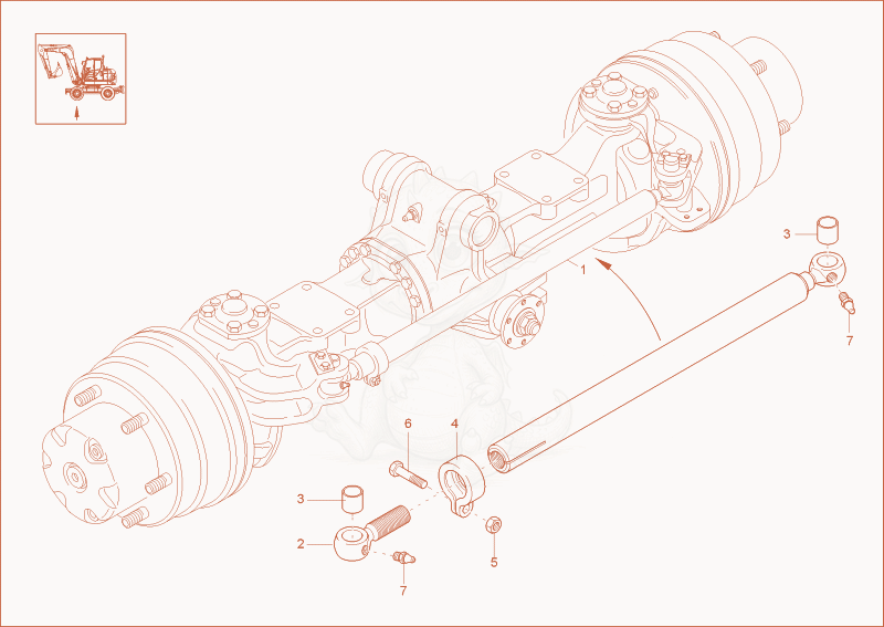 Exploded parts diagram of the steering axle-track rod of a Wacker Neuson 6502WD, with numbered balloons