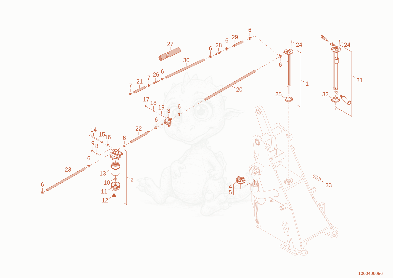 Exploded parts diagram of the fuel system of a Wacker Neuson WL25, with numbered balloons