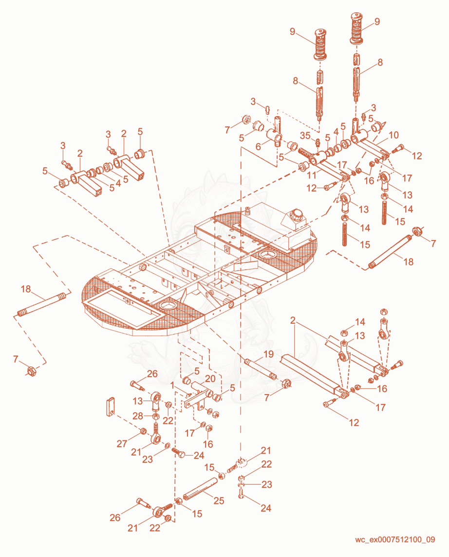 Exploded parts diagram of the Steering Lever of a Wacker Neuson CRT36ASO, with numbered balloons