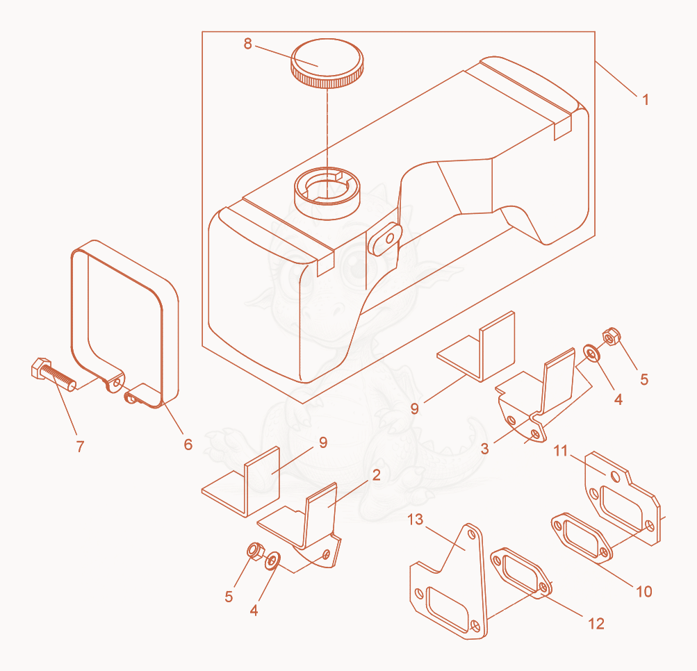 Exploded parts diagram of the Fuel Tank of a Wacker Neuson DPU2440F, with numbered balloons