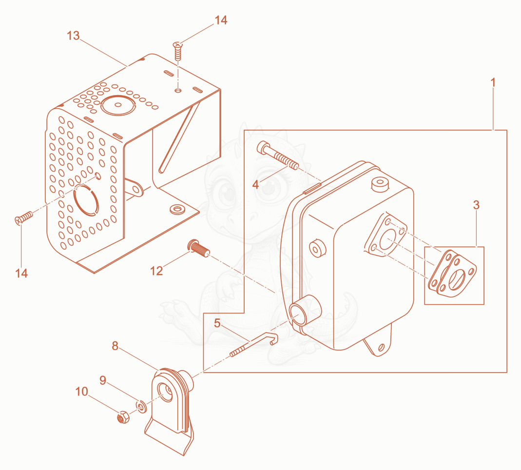 Exploded parts diagram of the Exhaust Silencer of a Wacker Neuson DPU3760HETS, with numbered balloons