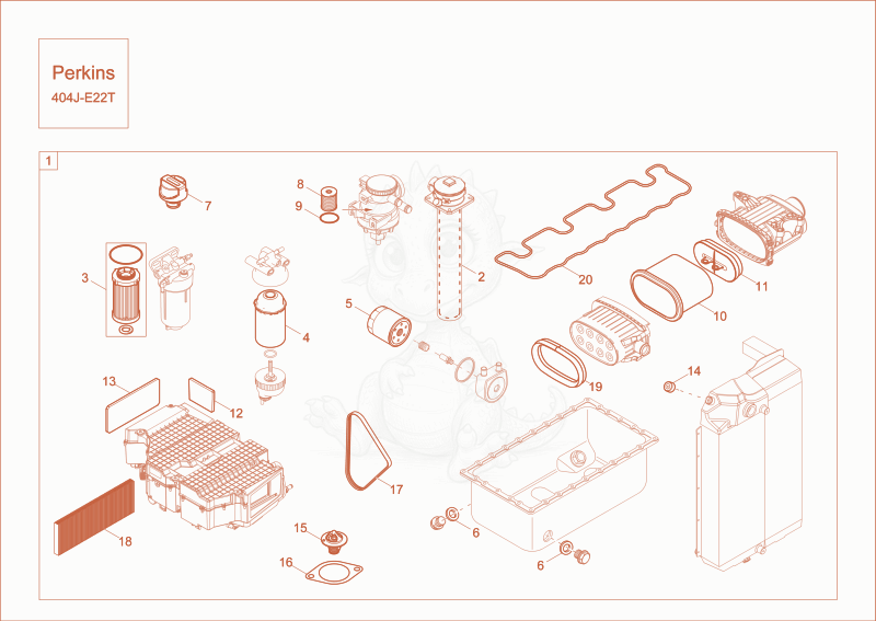 Exploded parts diagram of the maintenance package (3000h) (option) of a Wacker Neuson EZ80, with numbered balloons