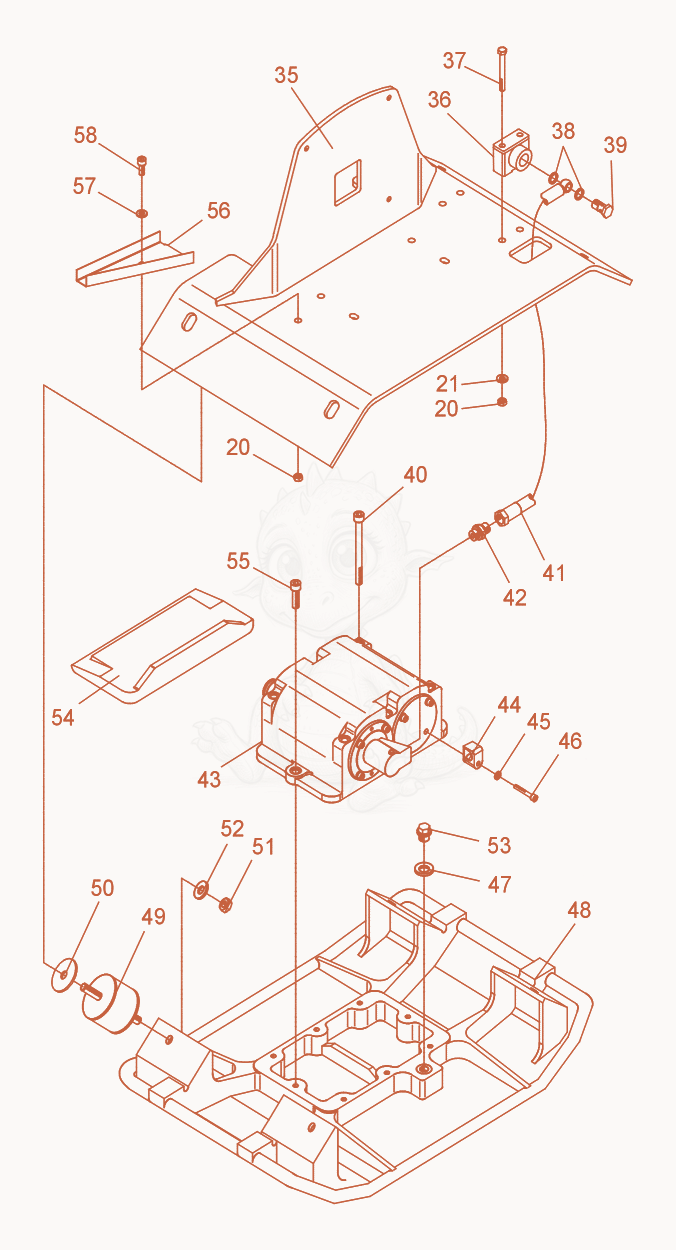 Exploded parts diagram of the Vibratory Plate cpl. of a Wacker Neuson DPU2950Y, with numbered balloons