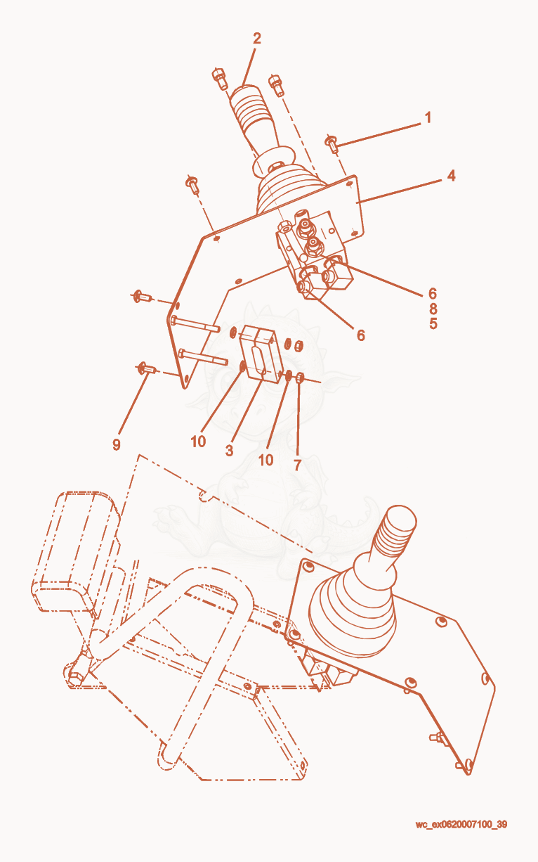 Exploded parts diagram of the Hydraulic Valve Directional Control of a Wacker Neuson RD27-100, with numbered balloons
