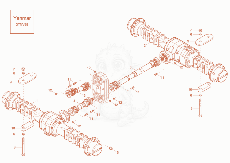 Exploded parts diagram of the AXLE option of a Wacker Neuson DW30, with numbered balloons