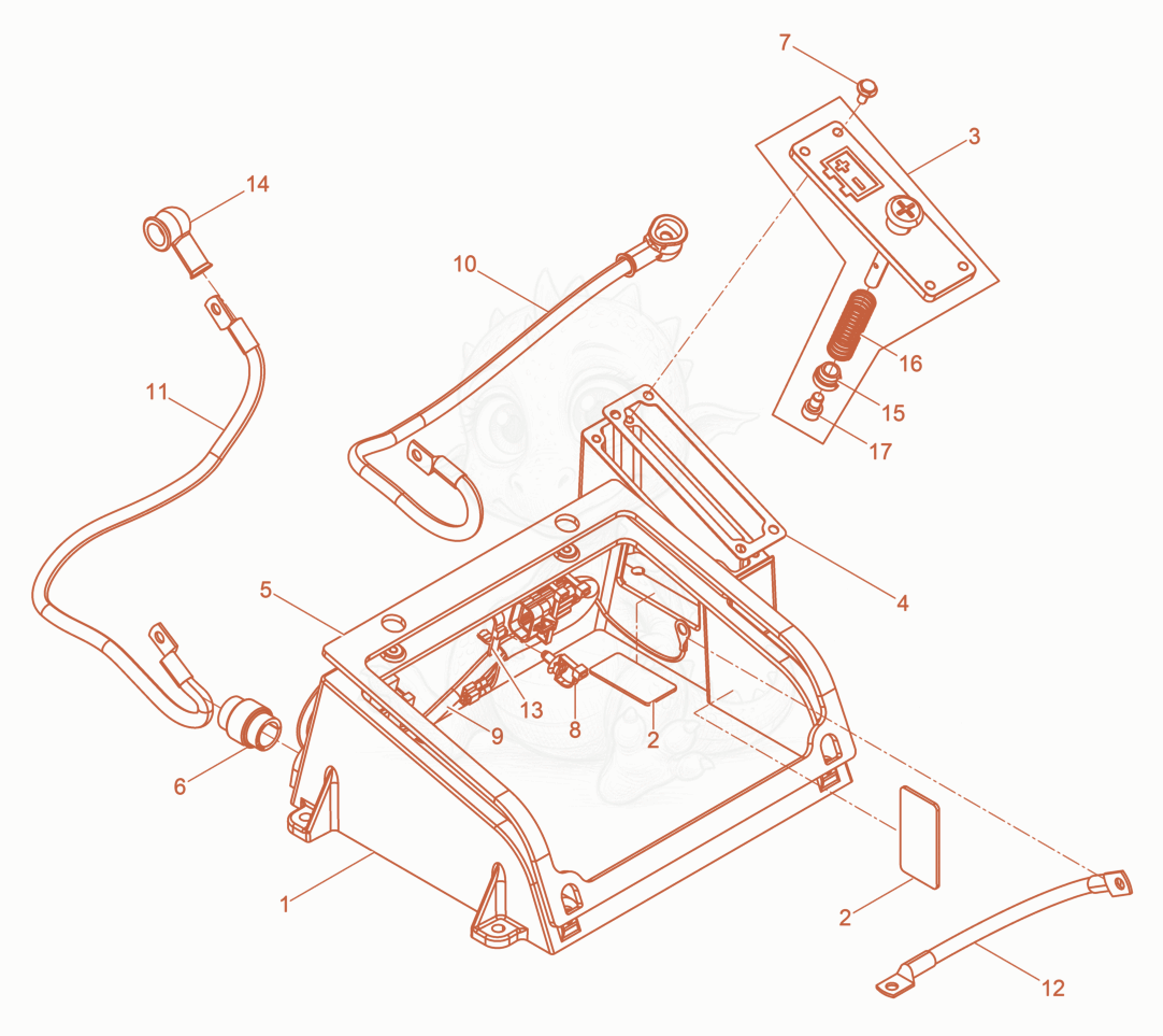 Exploded parts diagram of the Battery protection cpl. of a Wacker Neuson DPU45YEHUS, with numbered balloons