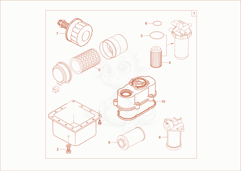 Exploded parts diagram of the maintenance package (400h) of a Wacker Neuson DT08PRO, with numbered balloons