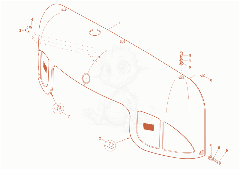 Exploded parts diagram of the tank cover of a Wacker Neuson 9503, with numbered balloons