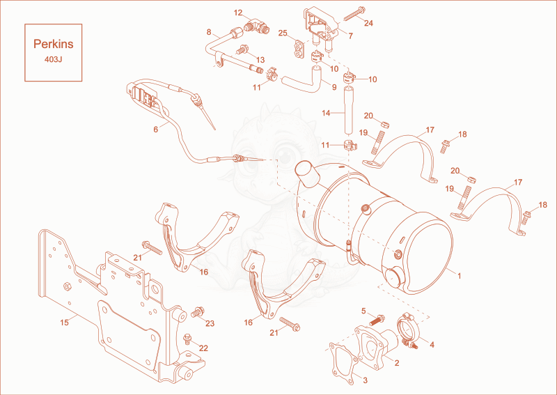 Exploded parts diagram of the Particle Filter of a Wacker Neuson DW40, with numbered balloons